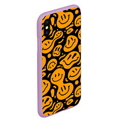 Чехол iPhone XS Max матовый Растекающийся оранжевый смайл, цвет: 3D-сиреневый — фото 2