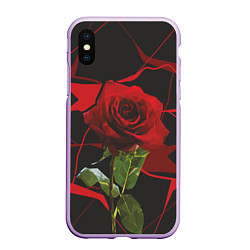 Чехол iPhone XS Max матовый Одинокая красная роза, цвет: 3D-сиреневый
