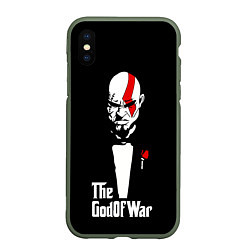 Чехол iPhone XS Max матовый God of war - Кратос отец войны, цвет: 3D-темно-зеленый