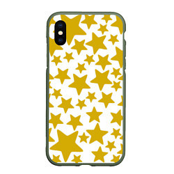Чехол iPhone XS Max матовый Жёлтые звезды, цвет: 3D-темно-зеленый
