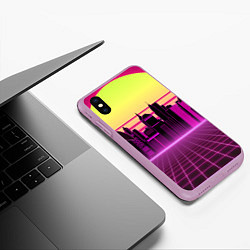 Чехол iPhone XS Max матовый Синтвейв рассвет, цвет: 3D-сиреневый — фото 2