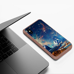 Чехол iPhone XS Max матовый Горы и бескрайний космос, цвет: 3D-коричневый — фото 2