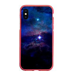 Чехол iPhone XS Max матовый Звёздное небо, цвет: 3D-красный