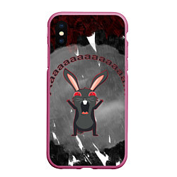 Чехол iPhone XS Max матовый Черный кролик орет как сумасшедший, цвет: 3D-малиновый