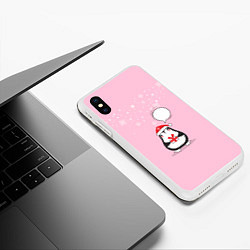 Чехол iPhone XS Max матовый New year pinguin, цвет: 3D-белый — фото 2