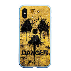 Чехол iPhone XS Max матовый Danger radiation, цвет: 3D-голубой