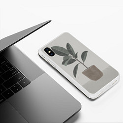 Чехол iPhone XS Max матовый Фикус в кашпо, цвет: 3D-белый — фото 2