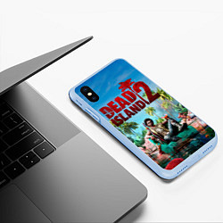 Чехол iPhone XS Max матовый Dead island two, цвет: 3D-голубой — фото 2