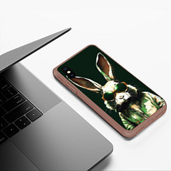 Чехол iPhone XS Max матовый Заяц и очки, цвет: 3D-коричневый — фото 2