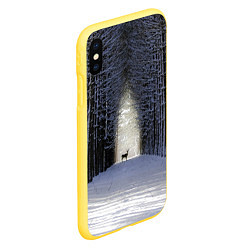 Чехол iPhone XS Max матовый Олень в зимнем лесу, цвет: 3D-желтый — фото 2