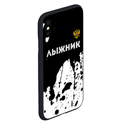 Чехол iPhone XS Max матовый Лыжник из России и герб РФ: символ сверху, цвет: 3D-черный — фото 2