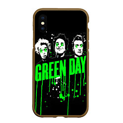 Чехол iPhone XS Max матовый Green day paint, цвет: 3D-коричневый