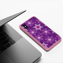 Чехол iPhone XS Max матовый Violet snow, цвет: 3D-малиновый — фото 2