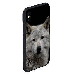 Чехол iPhone XS Max матовый Серый волк на темном фоне, цвет: 3D-черный — фото 2