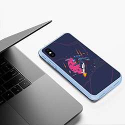 Чехол iPhone XS Max матовый Малиновая луна, цвет: 3D-голубой — фото 2
