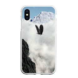 Чехол iPhone XS Max матовый Горный орёл в небе, цвет: 3D-белый