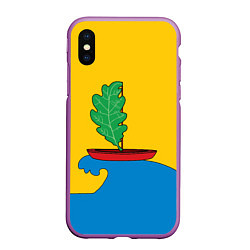 Чехол iPhone XS Max матовый Герб Пижанского района, цвет: 3D-фиолетовый