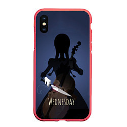Чехол iPhone XS Max матовый Wednesday & Violin, цвет: 3D-красный