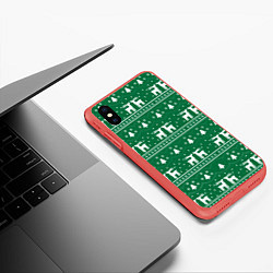 Чехол iPhone XS Max матовый Новогодний орнамент, цвет: 3D-красный — фото 2