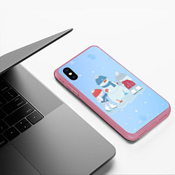 Чехол iPhone XS Max матовый Самый лучший снеговик, цвет: 3D-малиновый — фото 2