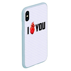 Чехол iPhone XS Max матовый I love you - сердце, цвет: 3D-голубой — фото 2