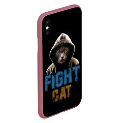 Чехол iPhone XS Max матовый Бойцовский клуб : бойцовский кот, цвет: 3D-малиновый — фото 2