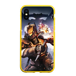 Чехол iPhone XS Max матовый Destiny воин, цвет: 3D-желтый