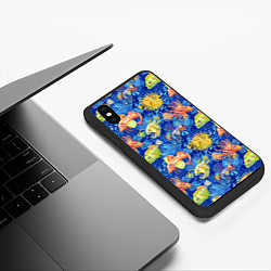 Чехол iPhone XS Max матовый Большие акварельные рыбы, цвет: 3D-черный — фото 2