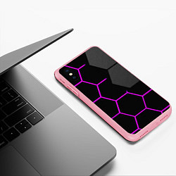 Чехол iPhone XS Max матовый Крупные неоновые соты, цвет: 3D-баблгам — фото 2