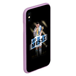 Чехол iPhone XS Max матовый Лео Месси чемпион Мира, цвет: 3D-сиреневый — фото 2