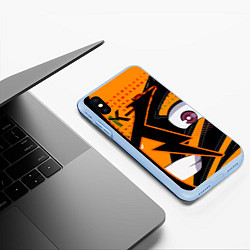 Чехол iPhone XS Max матовый K-pop с буквой К молния, цвет: 3D-голубой — фото 2