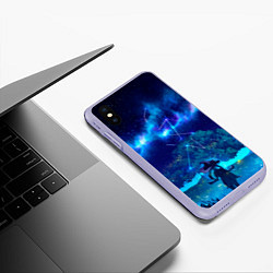 Чехол iPhone XS Max матовый Genshin Impact мир, цвет: 3D-светло-сиреневый — фото 2