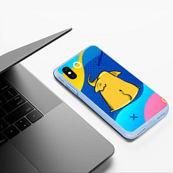 Чехол iPhone XS Max матовый Желтый слон вид сзади, цвет: 3D-голубой — фото 2