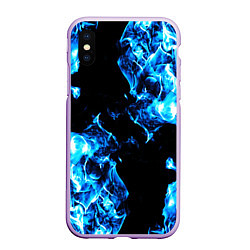 Чехол iPhone XS Max матовый Красивый синий огонь, цвет: 3D-сиреневый