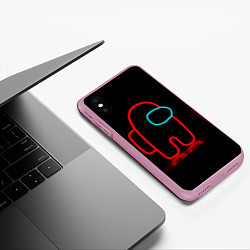 Чехол iPhone XS Max матовый Неоновый красный член экипажа, цвет: 3D-розовый — фото 2