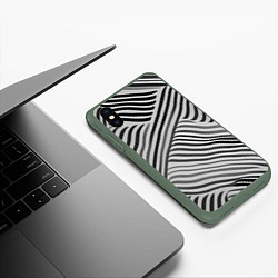 Чехол iPhone XS Max матовый Оптическая иллюзия полосы, цвет: 3D-темно-зеленый — фото 2