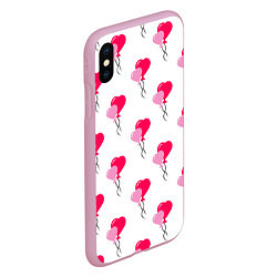 Чехол iPhone XS Max матовый Шарики-сердечки на День Влюбленных, цвет: 3D-розовый — фото 2
