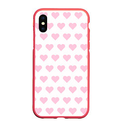 Чехол iPhone XS Max матовый Pink hearts