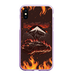 Чехол iPhone XS Max матовый Nissan Skyline in fire, цвет: 3D-сиреневый