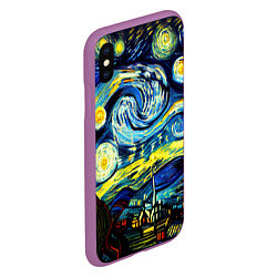 Чехол iPhone XS Max матовый Винсент ван Гог, звездная ночь, цвет: 3D-фиолетовый — фото 2