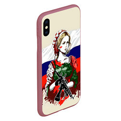 Чехол iPhone XS Max матовый Девушка солдат, цвет: 3D-малиновый — фото 2