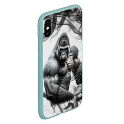 Чехол iPhone XS Max матовый Накаченная горилла, цвет: 3D-мятный — фото 2