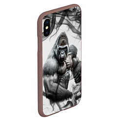 Чехол iPhone XS Max матовый Накаченная горилла, цвет: 3D-коричневый — фото 2