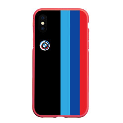 Чехол iPhone XS Max матовый BMW - м линии, цвет: 3D-красный