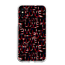 Чехол iPhone XS Max матовый Love паттерн, цвет: 3D-белый