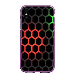 Чехол iPhone XS Max матовый Gradient hexagon genshin, цвет: 3D-фиолетовый