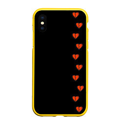 Чехол iPhone XS Max матовый Дорожка разбитых сердец - темный, цвет: 3D-желтый