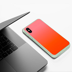 Чехол iPhone XS Max матовый Оранжево-розовый градиент, цвет: 3D-салатовый — фото 2