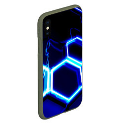 Чехол iPhone XS Max матовый Neon abstraction plates storm, цвет: 3D-темно-зеленый — фото 2