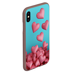Чехол iPhone XS Max матовый Россыпь сердец на день святого валентина, цвет: 3D-коричневый — фото 2